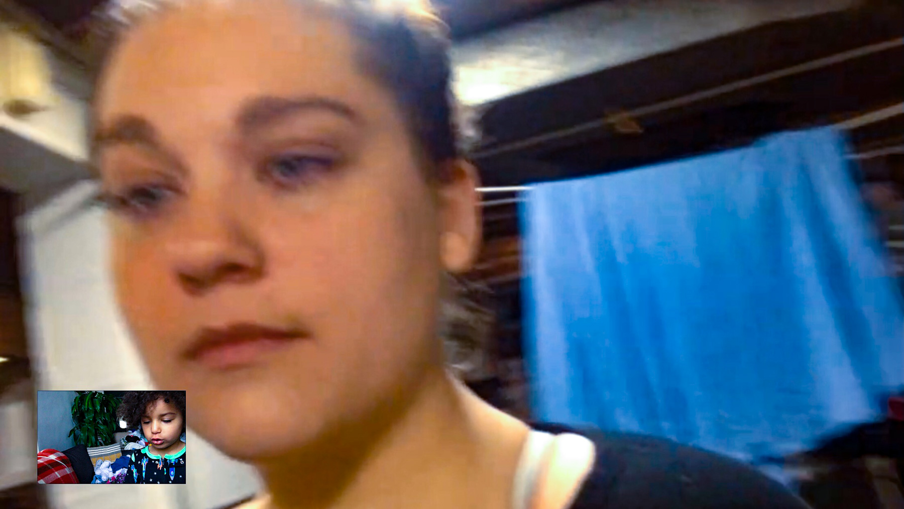   Sarah in the basement showing me her things  2017 